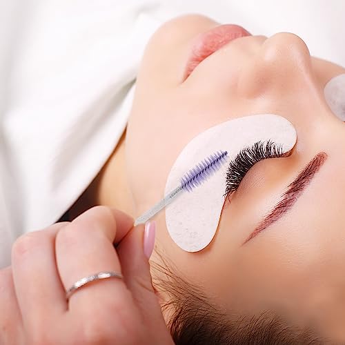 Image of G2PLUS 100PCS Disposable Mascara Brushes, Crystal Lash Brush Makeup Kit, Adjustable Eyelash Spoolies for Eyelash Extensions, Eyebrow and Makeup (White + Purple)