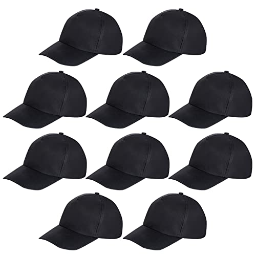 Yookat Kids Baseball Cap - Medium, Black - DIY Hat for Kids - 10 Pieces - Costume Headwear for Birthday, School Events, Theme Parties, Beach,...