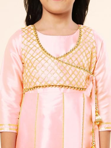 Image of A.T.U.N. (ALL THINGS UBER NICE) Girls Woven Design Gota Jacket Maxi Anarkali Gown
