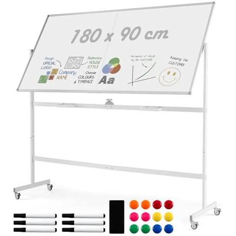 COSTWAY Double Sided Magnetic Whiteboard with Accessories Cover