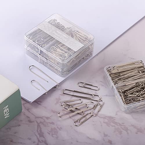 FUDAO FAMILY Paper Clips Assorted Sizes, Large Paper Clips, Small Paper Clips, Pack of 3 Boxes of 100 Clips Each (300 Clips Total)