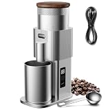 SHARDOR All-Metal Single-Dose Coffee Grinder – Quiet DC Motor, Home-use Espresso Grinder, Burr Coffee Grinder, with 80 Settings and an LED Power Display，Silver