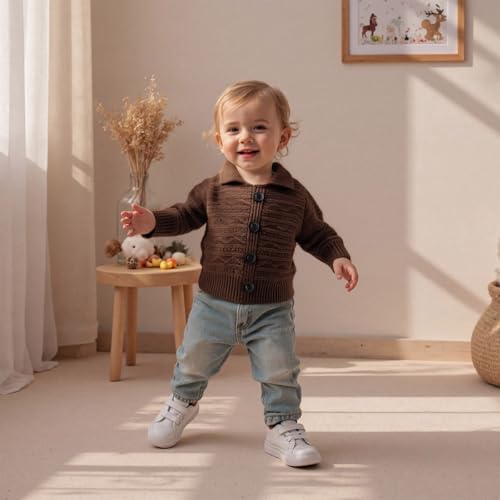 Baby Girl Boy Sweater Solid Chunky Knit Lapel Button Sweaters Pullover Knitwear Unisex Toddler Fall Winter Clothes2