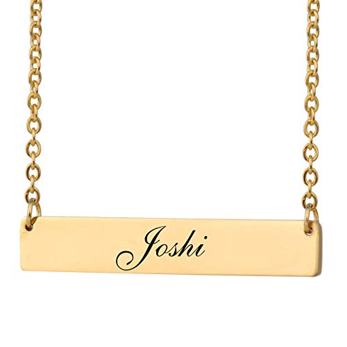 HUAN XUN Personalized Name Bar Necklace Joshi Gold Jewelry Valentine's Day for Her