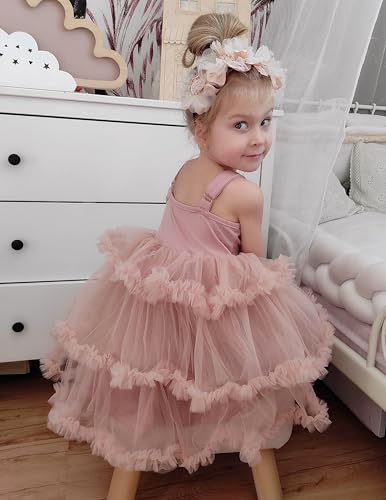 Arshiner Toddler Girls Tulle Dress Tiered Ruffle Fluffy Spaghetti Straps Tutu Dresses Summer Clothes 2-8 Years2