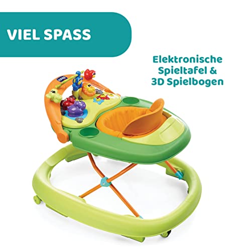 Chicco Laufgerät Walky Talky mit Elektronischem 3D-Spielcenter Dschungel, Green Wave