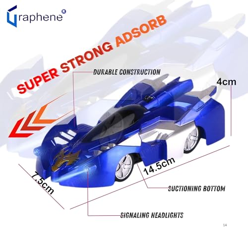 Image of GRAPHENE Gravity Defying RC Wall Climbing Remote Control Wall Car ABS Double-Sided Rotating LED Lights Durable ABS Design Anti Ceiling Racing Toy Dual Mode 360 Rotating LED Head RC Stunt Car