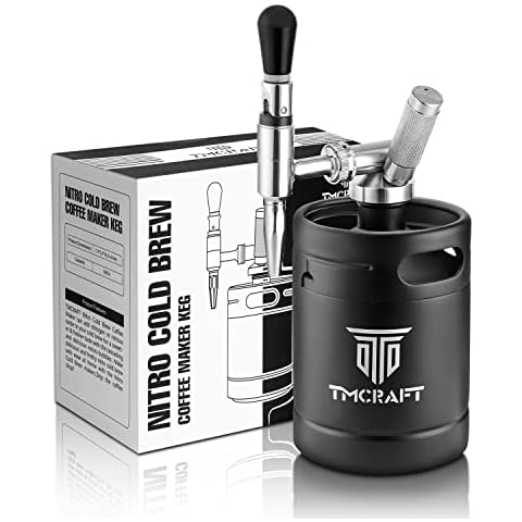 TMCRAFT 64oz Nitro Cold Brew Coffee Maker, Home Brew Coffee Keg with Stainless Steel Stout Creamer Faucet & Pressure Relieving Valve Cover