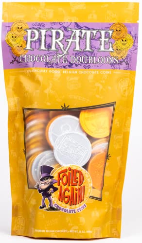 Foiled Again! Chocolate Pirate Coins - Belgian Milk Chocolate Coins - Assorted Pirate Designs - Pirate Booty Party Favors - Talk Like a Pirate Day Gift- 1 pound