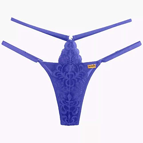 Tanga Glamour Fio Dental Renda Lingerie Calcinha Feminina Azul Marinho