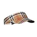 Classic Tartan Print Visor Cap Plaid Sun Hat for Women Men Teens for Sport Beach Tennis Golf Running Hiking Adjustable Cap