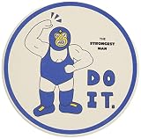 サンアート おもしろ食器 STRONGEST マスクマン 吸水コースター DO IT 青 SAN3610-1 9cm