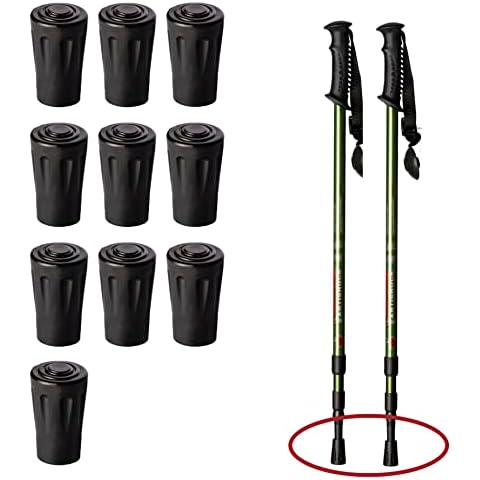 Baston Trekking con 10 Punteras de Goma y Anillo Metálico Cover