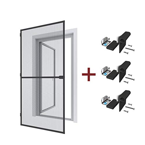 Preisvergleich Produktbild pro insect SET: Insektenschutz Rahmentür & Klemmadapter PRO 100x210cm, anthrazit