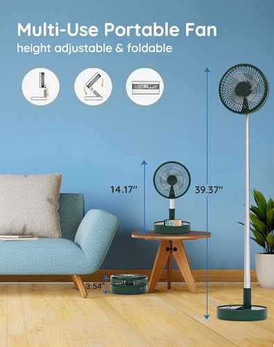 Ventilateur à piles Primevolve portable et pliable vert pour la table - 3