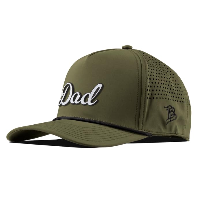 Image of Branded Bills Dad Script Hat for Men, Adjustable 5 Panel Rope Baseball Cap, Structured Snapback