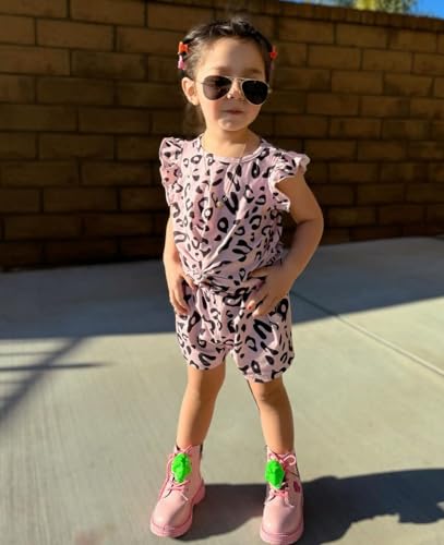 Arshiner Toddler Girl 2 Piece Short Sets Baby Girls Floral-Print Clothes Twist Front Top and Short with Pocket Summer Outfits3