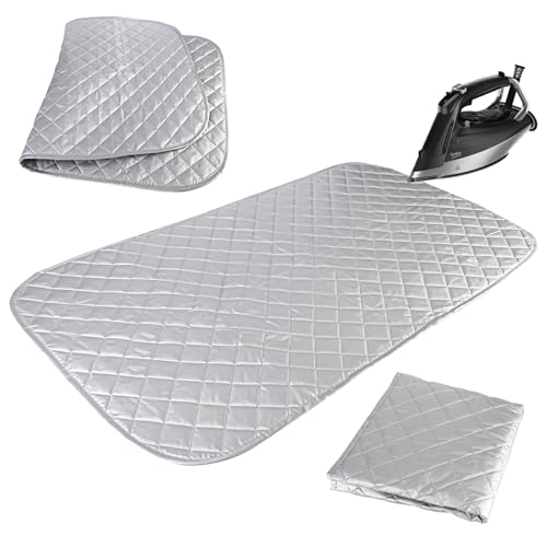 YYTECH Alfombrilla de planchado 48 x 85 cm, cojín de planchado para mesa, tabla de planchar, plegable, de algodón, resistente al calor, portátil, para viajes y otras superficies