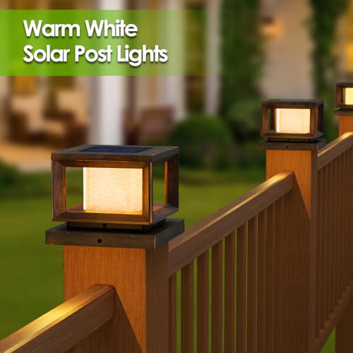 Mlambert 8 Pack Solar Post Lights Outdoor, Waterproof Fence Cap Lights for Deck, 4x4 6x6 Wooden Vinyl Outdoor Light with Shinning Effect, Brown by Mlambert - Image 2