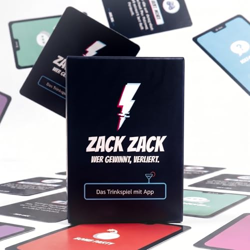 Zack Zack - Kartenspiel - Trinkspiel mit App - 110 Spielkarten - Mehr als 1000 Aufgaben - Partyspiel - Saufspiel - Geschenkidee