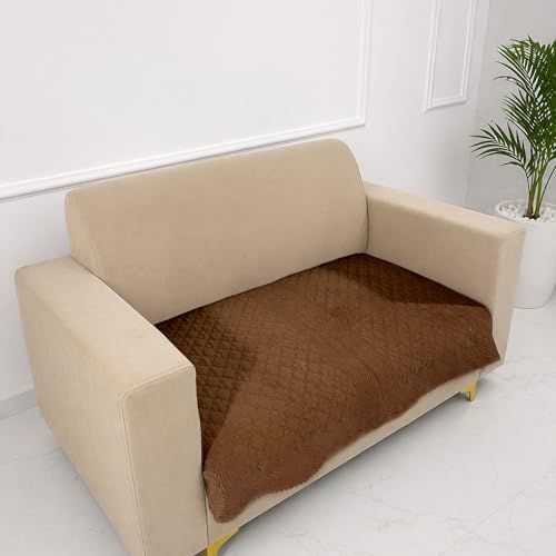 Image of Homerz Premium Petal Charm Sofa Cover | Embossed Floral Pattern | Soft Touch, Anti-Dust & Easy Wash Fabric Cloth, Washable and Durable (Rust, 2 Seater, Only Seat Cover)