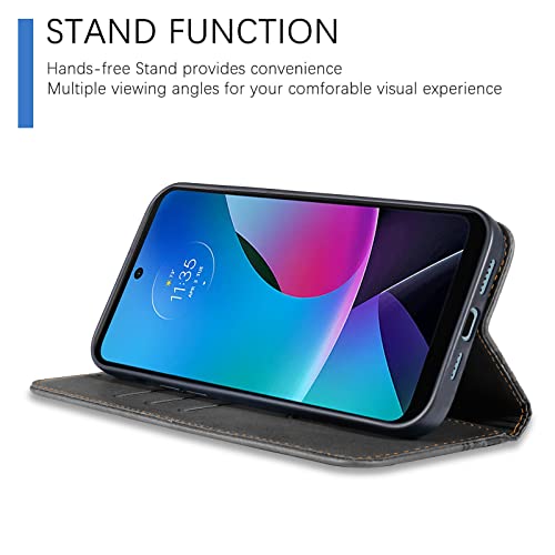 Image of Case for Motorola Moto G Play (2023), Motorola G Pure Case Wallet Premium PU Leather Folio Flip Case with Card Holder Slot Kickstand Strong Magnetic Protective Phone Cover- Black