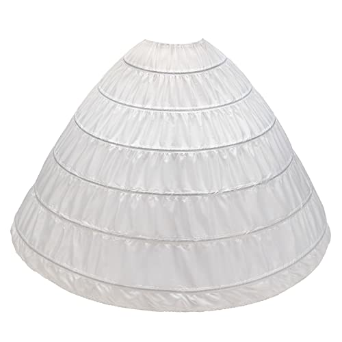 CEZOM Women 6 Hoop Petticoat Crinoline Underskirt for Bridal Wedding Dress MPT036