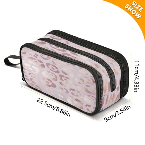 Image of SUABO Big Capacity Pencil Case Leopard Print Cheetah 3 Compartment Pen Bag Pouch Holder Box For Office College School Portable Storage Bag for Kids