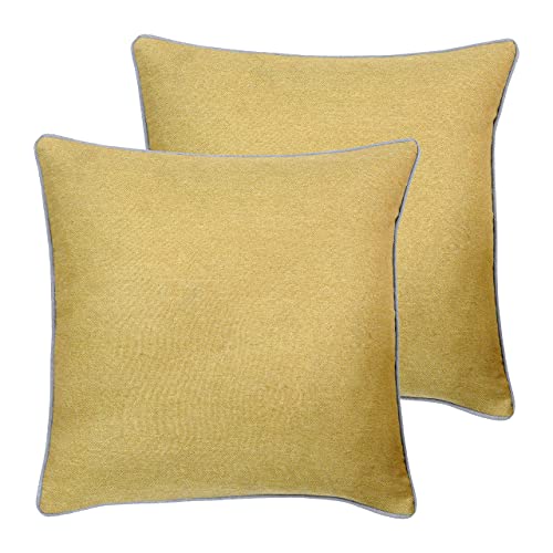 Coussin Paoletti Bellucci ocre et gris clair 55x55 cm pour un intérieur chaleureux