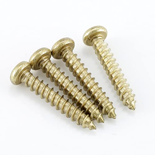 CONPHERON Brass Round Head Self Tapping Screws Phillips Round Head Wood Screws M3.5x25mm, 20 pcs, M3.5×25mm, 20 pcs - Image 2