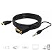 eBerry 1080P Full HD HDMI to VGA Converter Adapter Cable w/ 3.5mm Stereo Audio Output One-Way Signal Conversion from HDMI (PC, Laptop, Xbox,) to VGA (Monitor, Projector, TV), 1.8m/6ft