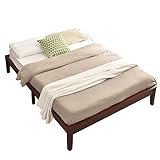 Better Home Products Stella Solid Pine Wood Full Platform Bed Frame in Mahogany