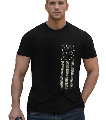 cobaba Patriotic Shirts for Men Fourth 4th of July Tshirt American Flag Tees