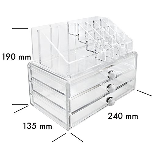 Organizer 3 cassetti cosmetici - Trasparente 24 x