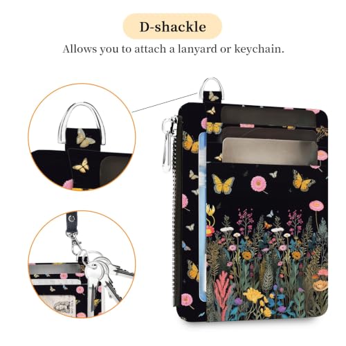 Image of Hancynir Butterfly Flower Slim Wallet Women Credit Card Holder, Small RFID