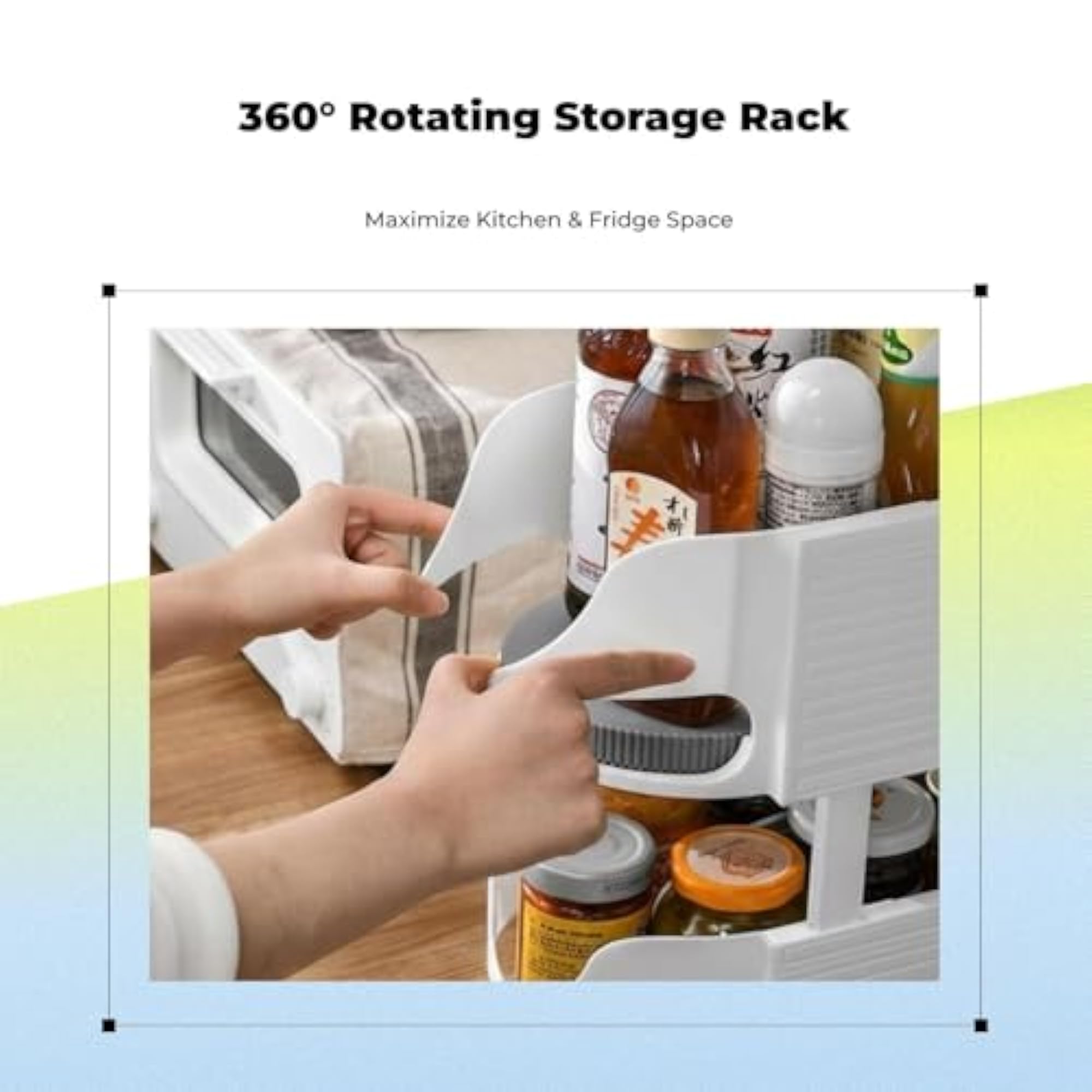 Rotating Kitchen Storage Rack, Multitier Organizer, 360° Turntable