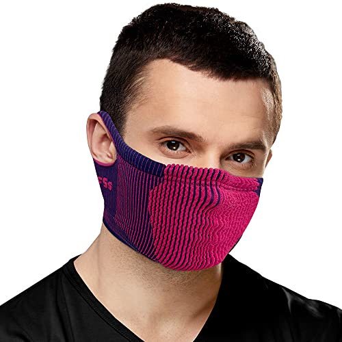 Naroo F5s - Mascarilla deportiva 2 en 1 reversible, reutilizable de tela transpirable con filtro antipolvo lavable MICRONET, soporte de orejas, clip ajustable para nariz para deporte o vida diaria