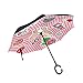 Autocollant Décalé Chat Licorne Parapluie Inversé Anti-UV Double Couche Coupe-Vent Inversée Parapluie Poignée en Forme C de Voiture pour Femme Homme