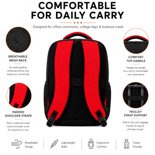 Image of CARAMBA CARRYMATE 26.5L Overnighter Laptop Backpack | Water Resistant Travel Bag with 15.6 inch Padded Laptop Sleeve, Trolley Strap & Dual Compartments for Office, Business, College Men & Women