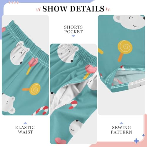 Bear with Lollipop Boys Long Pants Soft Trousers Elastic Waist Kids Lounge Bottoms with Pockets S-XL4