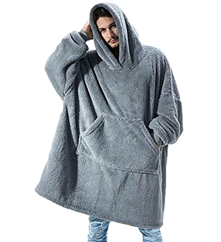 AUTUCAU Oversized Sherpa Hoodies Cozy Soft Warm Wearable Blanket with Giant Pocket One Size for Men Women Adult Teens