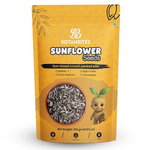 Image of BOTANBITES Sunflower Seeds 250g | Protein-Rich, High in Fibre & Low Carb | Antioxidant-Rich Snack | Omega-6, Zinc, Iron & Vitamin E for Fat Loss