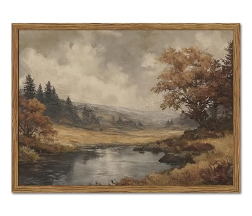 Vintage River Wall Art, Nature Forest Landscape Wall...