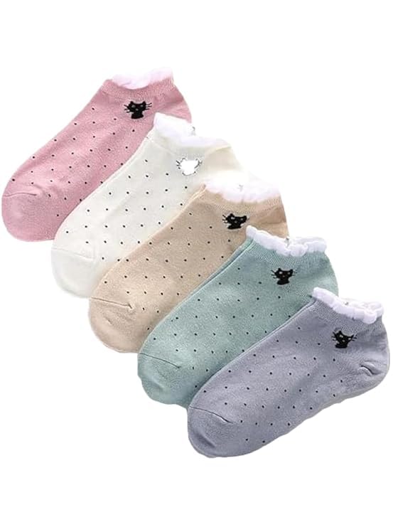 Women Cotton Ankle Socks Pack of 5, Soft Breathable Low Cut Casual Socks with Cute Cat Design, Stretch Comfortable Sneaker Socks for Girls & Women, Multicolor-image-42