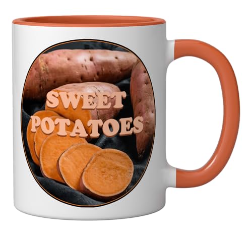 Taza de cerámica Sweet Potatoes 11 oz naranja y blanco miniatura 2