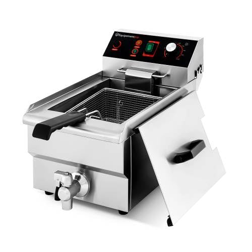 Freidora profesional de acero inoxidable 10L con grifo - 230V de alto rendimiento para aperitivos y restaurantes - Comida rápida - Equipementpro EF-101V