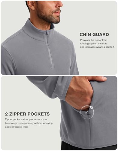 G Gradual Mens Quarter Zip Pullover Fleece with 2 Zipper Pockets Long Sleeve Golf Shirt Winter Athletic Sweater Lightweight3