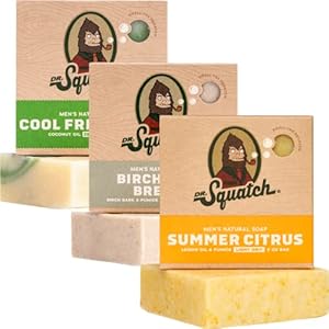 Dr. Squatch Men’s Natural Bar Soap from Moisturizing Soap Made from Natural Oils – Cold Process with No Harsh Chemicals – Exfoliating Soap – Summer Citrus, Birchwood Breeze, Cool Fresh Aloe (3 Pack)