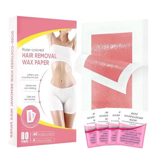 80 Pcs Wax Strips for Hair Removal, Facial Hair Removal Waxing Strips Kit for Women Face, Gentle Fast Wax Strips for Bikini, Chest, Body, Arms, Legs, Back & Brazilian, 4 Calming Oil Wipes