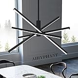 AIRYPHANT Black LED Chandelier for Dining Room, 27.76in Dimmable 4-Lights Modern Ceiling Pendant Light Fixture for Kitchen Living Room Entry Foyer 3000K/4000K/5000K 24W